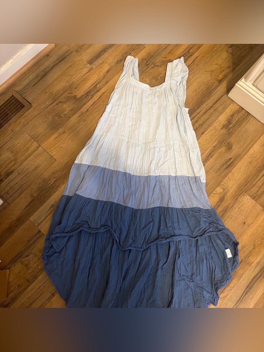 mud pie 100 percent cotton Tiered Blue Ombre Sleeveless Maxi Dress